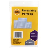 MARBIG PLASTIC BAG RESEALABLE 45MU W75 X L100MM CLEAR PACK 50