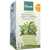 DILMAH TEA BAGS NATURALLY ZESTY LEMON INFUSION FOIL ENVELOPED BOX 20