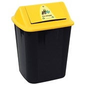 ITALPLAST WASTE SEPARATION BIN COMINGLE 32L BLACK WITH YELLOW LID