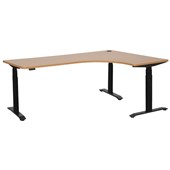 PULSE HEIGHT ADJUSTABLE ELECTRIC RIGHT HAND WORKSTATION BLACK FRAME BEECH TOP W1800  X W1200 X D600MM