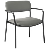 EDEN FIT BARIATRIC VISITOR STACKER CHAIR BLACK FRAME WITH ARMS CHARCOAL VINYL
