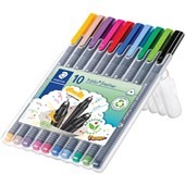 STAEDTLER 334 TRIPLUS FINELINER FIBRE TIP PENS 03MM ASSORTED PACK 10
