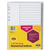 MARBIG PP INDEX DIVIDER 120 TAB A4 GREY