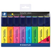 STAEDTLER TEXTSURFER CLASSIC 364 HIGHLIGHTER 2 FREE YELLOW CHISEL 5MM ASSORTED PACK 8