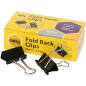 MARBIG FOLDBACK CLIP 25MM BOX 12