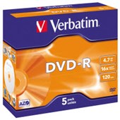 VERBATIM 95070 DVDR 47GB 16X JEWEL CASE SILVER PACK 5