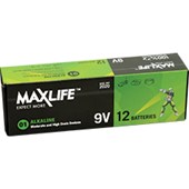 MAXLIFE BATTERY ALKALINE 9 VOLT PACK 12