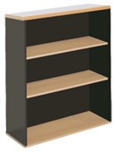 FIRSTLINE BOOKCASE 2 SHELVES W900 X D300 X H900MM IRONSTONE AND BEECH