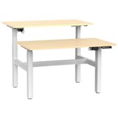 KNIGHT AGILE HEIGHT ADJUSTABLE DESK ELECTRIC 2 STAGE DOUBLE SIDED W1200 X D700 X H6801130MM WHITE FRAME NORDIC MAPLE TOP