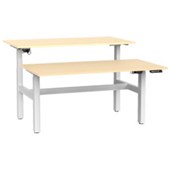 KNIGHT AGILE HEIGHT ADJUSTABLE DESK ELECTRIC 2 STAGE DOUBLE SIDED W1500 X D800 X H6801130MM WHITE FRAME NORDIC MAPLE TOP