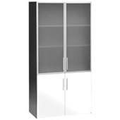 PULSE CUPBOARD OS545 2 GLASS 2 WOOD DOORS 1800MM WHITE AND IRONSTONE