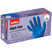 ESKO HIGH FIVE SAFETY GLOVES DISPOSABLE HIGH RISK HEAVY DUTY LATEX LARGE BLUE BOX 50