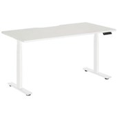 PULSE HEIGHT ADJUSTABLE SCALLOP TOP DESK ELECTRIC DOUBLE MOTOR 3 STAGE W1500 X D750 X H6301280MM WHITE FRAME WHITE TOP