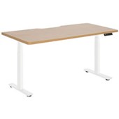 PULSE HEIGHT ADJUSTABLE SCALLOP TOP DESK ELECTRIC DUAL MOTOR 3 STAGE W1800 X D800 X H6301280MM WHITE FRAME BEECH TOP