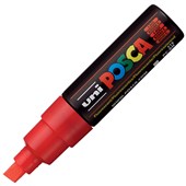 POSCA PC8K PAINT MARKER CHISEL BROAD 8MM FLORESCENT RED