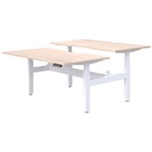 SUMMIT II 2 POD ELECTRIC DESK W1500 X D800 X H6151255MM WHITE FRAME REFINED OAK