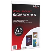 DEFLECTO SIGN HOLDER WALL MOUNT PORTRAIT A5 CLEAR