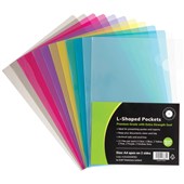 OFFICE SUPPLY CO LSHAPED POCKET A4 ASSORTED COLOURS PACK 12